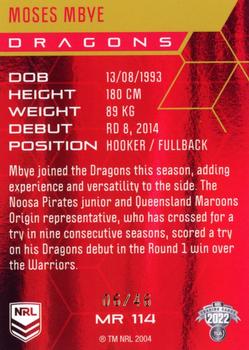 2022 NRL Elite - Mojo Ruby #MR 114 Moses Mbye Back